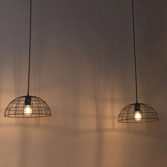 QAZQA Industrielle Hängelampe schwarz 2-Lichter - Hanze
