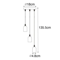 QAZQA Industrielle Hängelampe schwarz mit runden 3-Lichtern aus Beton - Pedra