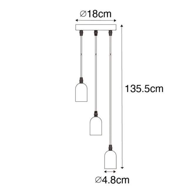 QAZQA Industrielle Hängelampe schwarz mit runden 3-Lichtern aus Beton - Pedra