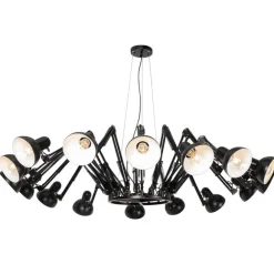 QAZQA Industrielle Hängelampe schwarz 16-flammig verstellbar - Hobby Spinne