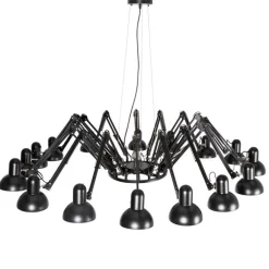 QAZQA Industrielle Hängelampe schwarz 16-flammig verstellbar - Hobby Spinne