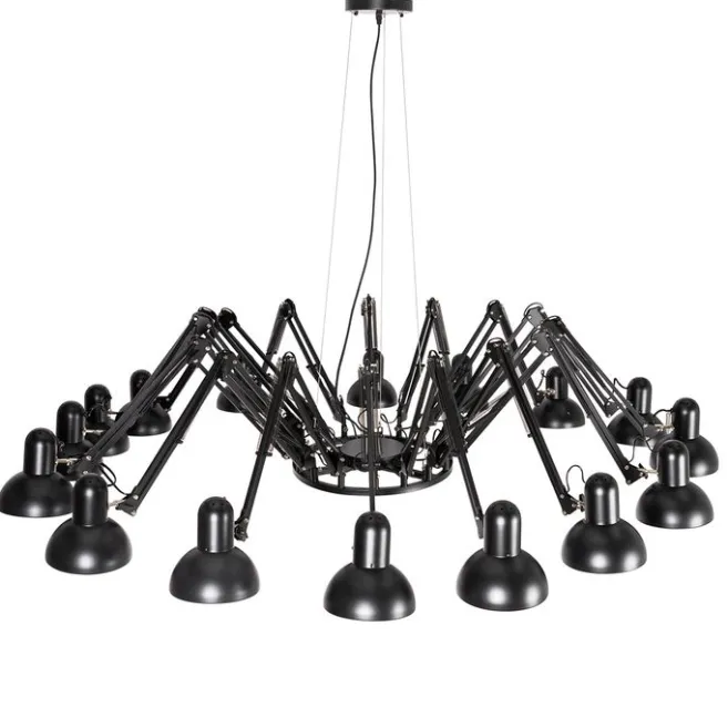 QAZQA Industrielle Hängelampe schwarz 16-flammig verstellbar - Hobby Spinne