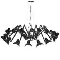 QAZQA Industrielle Hängelampe schwarz 16-flammig verstellbar - Hobby Spinne