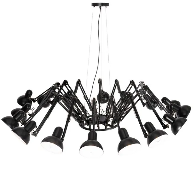 QAZQA Industrielle Hängelampe schwarz 16-flammig verstellbar - Hobby Spinne