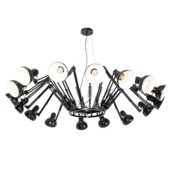 QAZQA Industrielle Hängelampe schwarz 16-flammig verstellbar - Hobby Spinne