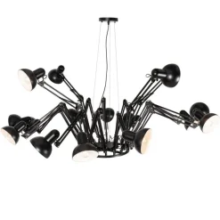 QAZQA Industrielle Hängelampe schwarz 16-flammig verstellbar - Hobby Spinne