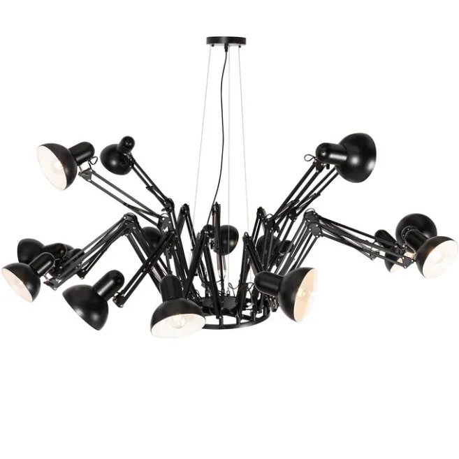 QAZQA Industrielle Hängelampe schwarz 16-flammig verstellbar - Hobby Spinne