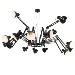 QAZQA Industrielle Hängelampe schwarz 16-flammig verstellbar - Hobby Spinne