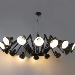 QAZQA Industrielle Hängelampe schwarz 16-flammig verstellbar - Hobby Spinne