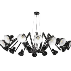 QAZQA Industrielle Hängelampe schwarz 16-flammig verstellbar - Hobby Spinne