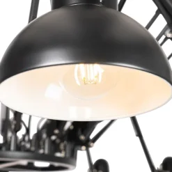 QAZQA Industrielle Hängelampe schwarz 16-flammig verstellbar - Hobby Spinne