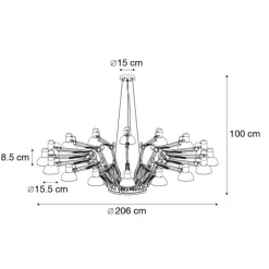QAZQA Industrielle Hängelampe schwarz 16-flammig verstellbar - Hobby Spinne