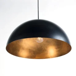 QAZQA Industrielle Hängelampe schwarz mit Gold 50 cm - Magna Eco