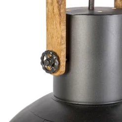 QAZQA Industrielle Hängelampe schwarz mit Mangoholz - Mangos