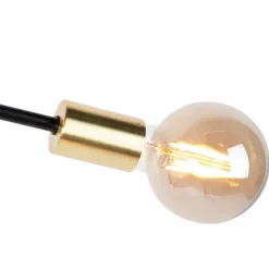 QAZQA Industrielle Hängelampe Schwarz und Messing 78 cm 6 Lichter - Sydney