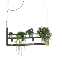 QAZQA Industrielle Hängelampe schwarz mit Gestell 4-flammig - Cage Rack