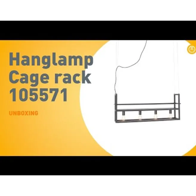 QAZQA Industrielle Hängelampe schwarz mit Gestell 4-flammig - Cage Rack