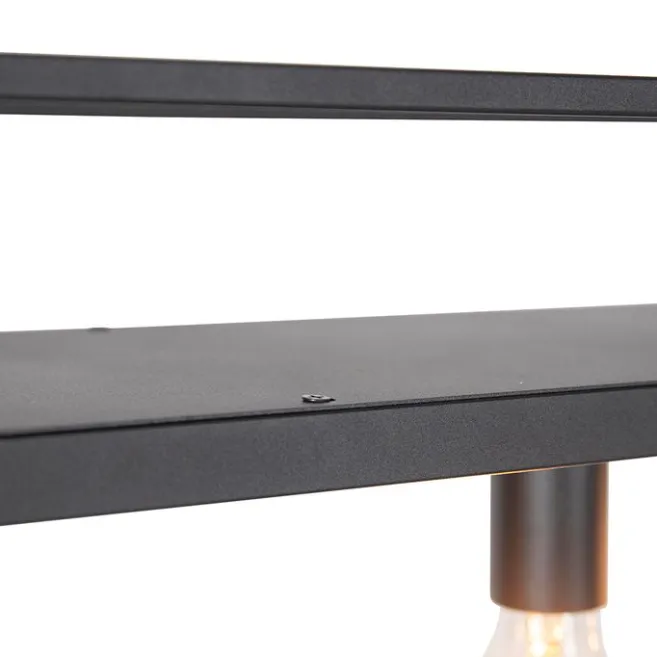 QAZQA Industrielle Hängelampe schwarz mit Gestell 4-flammig - Cage Rack