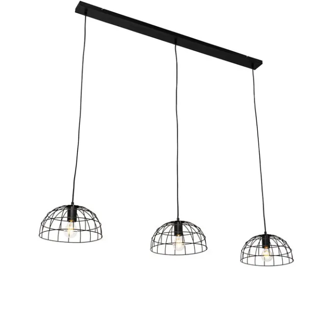 QAZQA Industrielle Hängelampe schwarz 3-flammig - Hanze