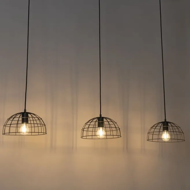 QAZQA Industrielle Hängelampe schwarz 3-flammig - Hanze