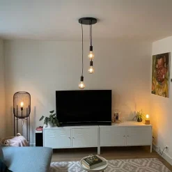 QAZQA Industrielle Hängelampe schwarz 3-flammig - Facil