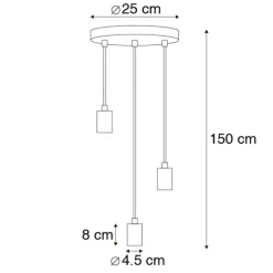 QAZQA Industrielle Hängelampe schwarz 3-flammig - Facil