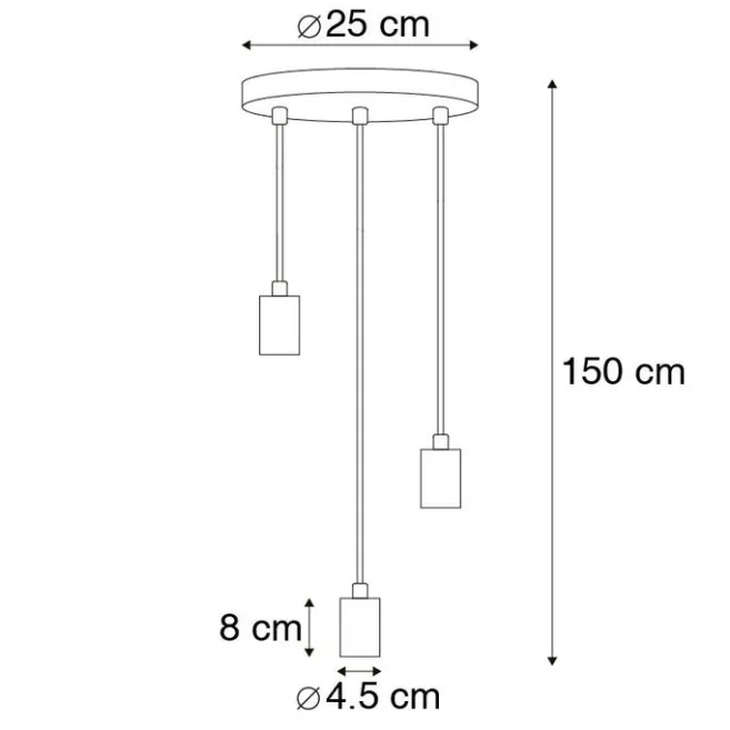 QAZQA Industrielle Hängelampe schwarz 3-flammig - Facil