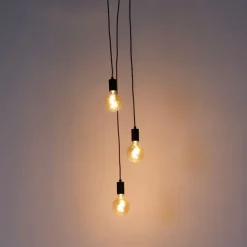 QAZQA Industrielle Hängelampe schwarz 3-flammig - Facil