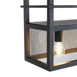 QAZQA Industrielle Hängelampe schwarz mit Mesh 4-flammig - Cage Rack