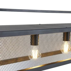 QAZQA Industrielle Hängelampe schwarz mit Mesh 4-flammig - Cage Rack