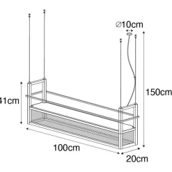 QAZQA Industrielle Hängelampe schwarz mit Mesh 4-flammig - Cage Rack