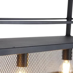 QAZQA Industrielle Hängelampe schwarz mit Mesh 4-flammig - Cage Rack