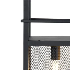 QAZQA Industrielle Hängelampe schwarz mit Mesh 4-flammig - Cage Rack