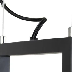 QAZQA Industrielle Hängelampe schwarz mit Mesh 4-flammig - Cage Rack