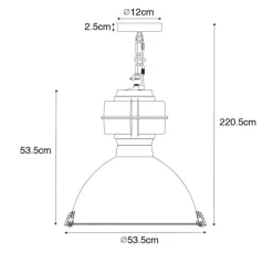 QAZQA Industrielle Hängelampe schwarz 53,5 cm - Sicko