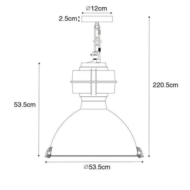 QAZQA Industrielle Hängelampe schwarz 53,5 cm - Sicko