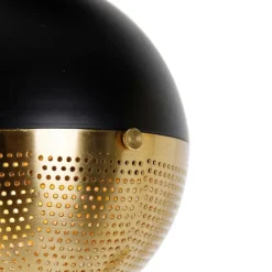 QAZQA Industrielle Hängelampe schwarz mit Messing 5 Lichter - Haicha