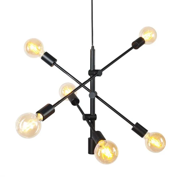 QAZQA Industrielle Hängelampe schwarz 6-flammig - Sydney
