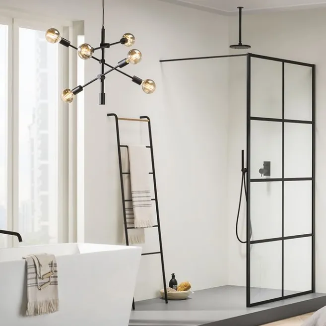 QAZQA Industrielle Hängelampe schwarz 6-flammig - Sydney