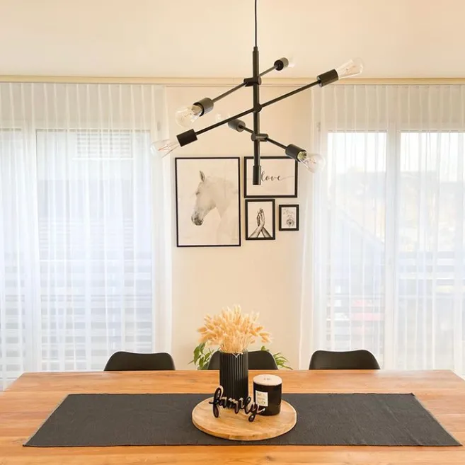 QAZQA Industrielle Hängelampe schwarz 6-flammig - Sydney