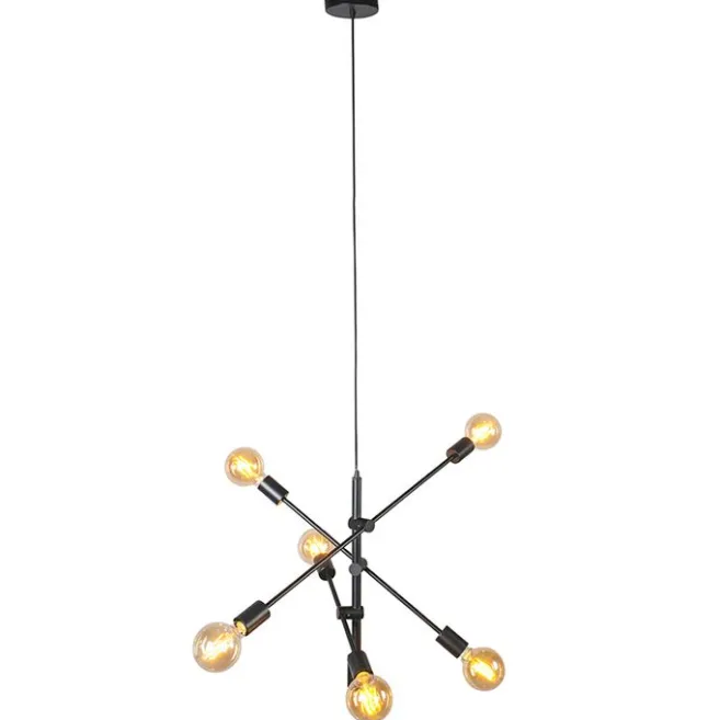 QAZQA Industrielle Hängelampe schwarz 6-flammig - Sydney