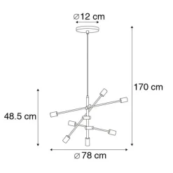 QAZQA Industrielle Hängelampe schwarz 6-flammig - Sydney