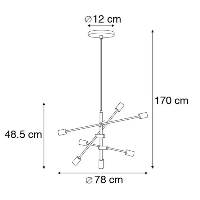 QAZQA Industrielle Hängelampe schwarz 6-flammig - Sydney