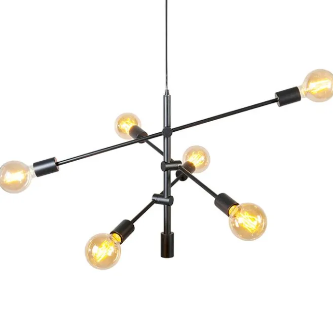 QAZQA Industrielle Hängelampe schwarz 6-flammig - Sydney