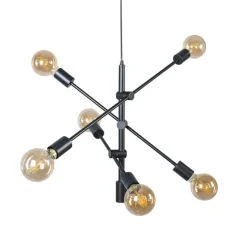 QAZQA Industrielle Hängelampe schwarz 6-flammig - Sydney