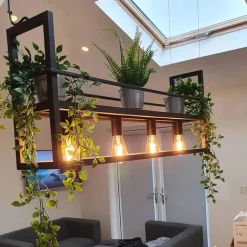 QAZQA Industrielle Hängelampe schwarz mit Rack 4-Licht - Cage Rack