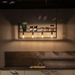 QAZQA Industrielle Hängelampe schwarz mit Rack 4-Licht - Cage Rack