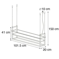 QAZQA Industrielle Hängelampe schwarz mit Rack 4-Licht - Cage Rack
