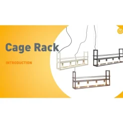 QAZQA Industrielle Hängelampe schwarz mit Rack 4-Licht - Cage Rack