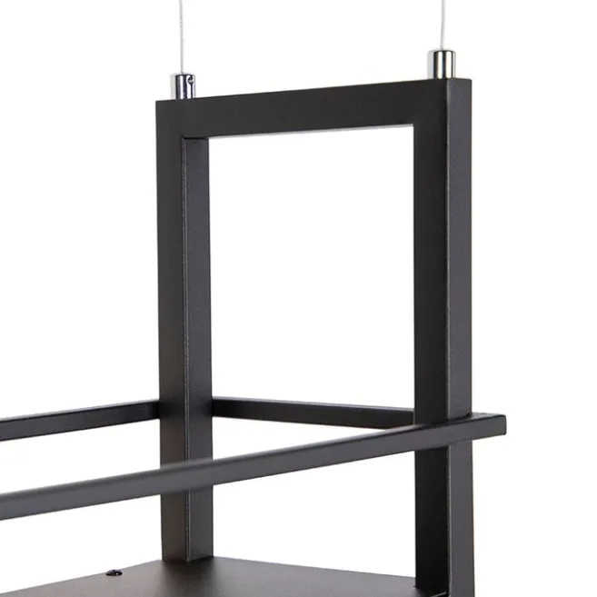 QAZQA Industrielle Hängelampe schwarz mit Rack 4-Licht - Cage Rack